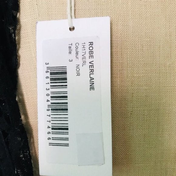 BA&SH Black Lace Open Back Verlaine Dress 10 NWT Elegant Coquette Cocktail Party - Picture 12 of 15